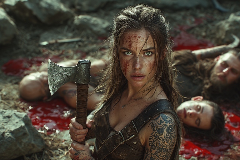 Viking-girl-holding-norse-axe-(17)