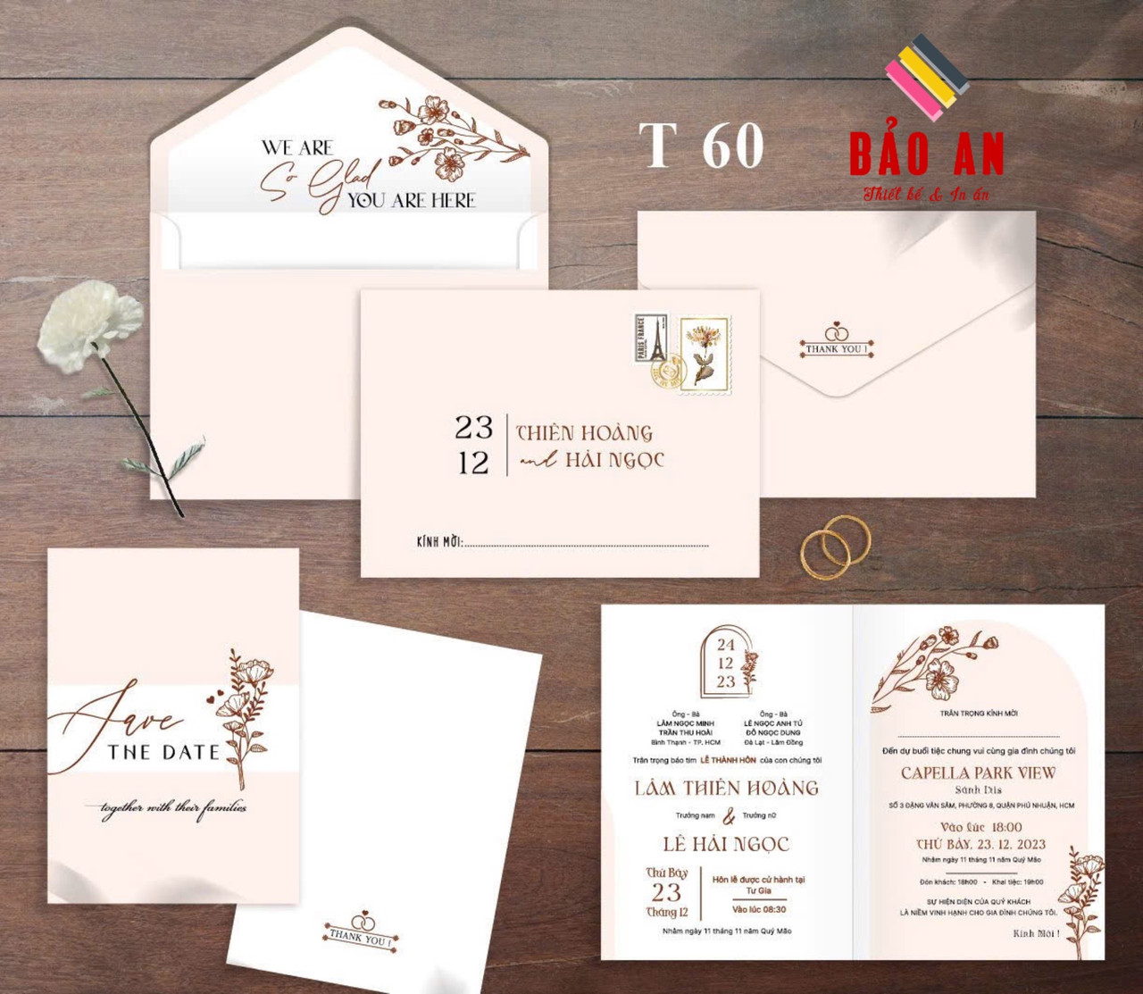Thiệp đơn giản tone hồng nhạt (T60)