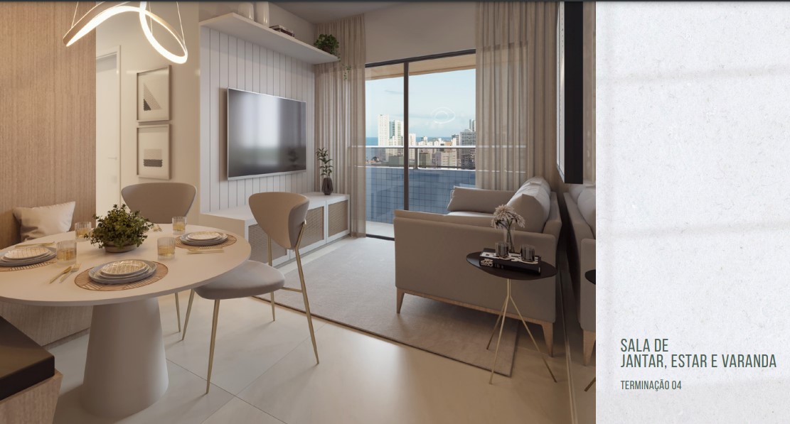 Sala integrada com varanda no apartamento do Flow Boa Viagem