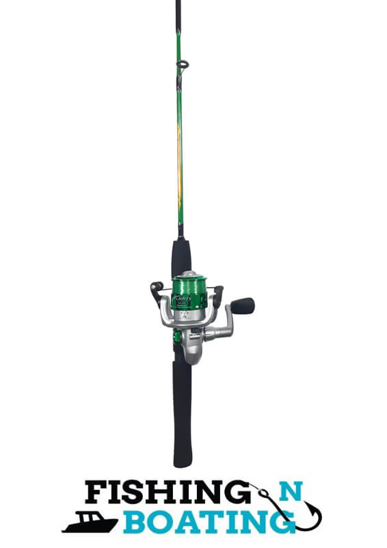 green fishing rod and reel