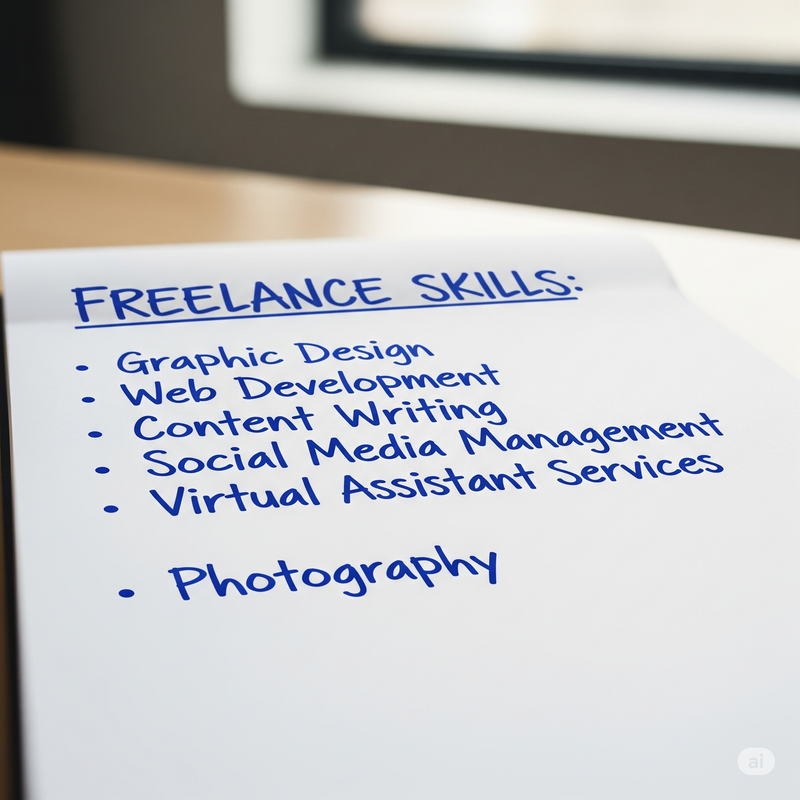 List of freelance skills on notepad
