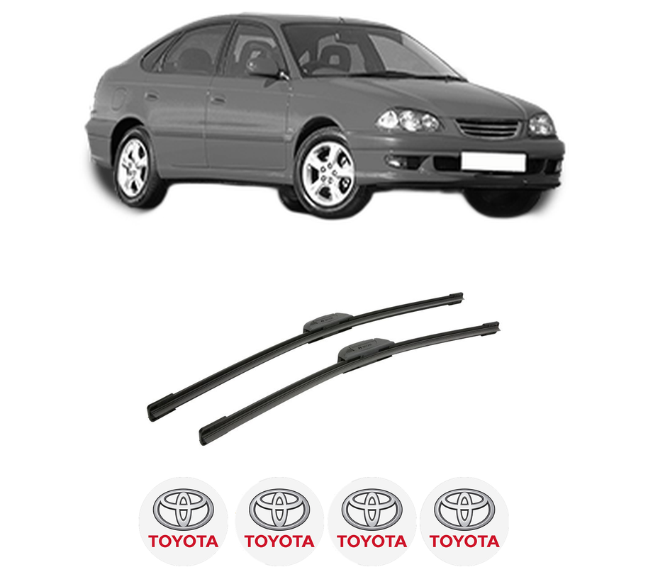 Set stergatoare auto TOYOTA AVENSIS Liftback (_T22_) din 1997-2003, pentru parbriz auto, 2 bucati, Bosch Aerotwin Retrofit, din cauciuc siliconat rezistent, 4 Stickere Auto TOYOTA