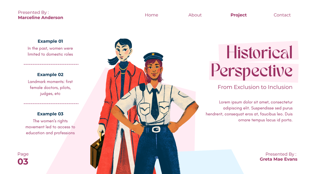 Pink and Blue Handdrawn Women in Every Profession Presentation