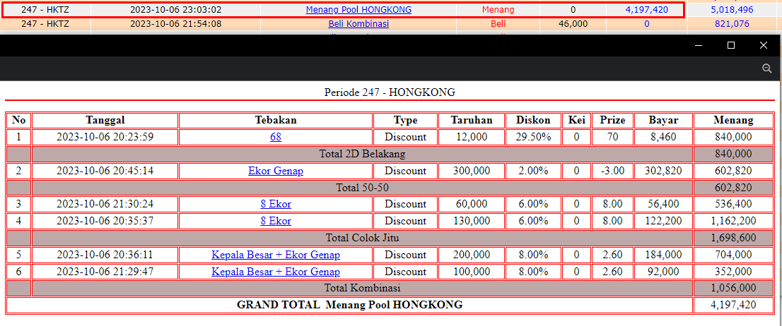 Bukti JP togel hari ini