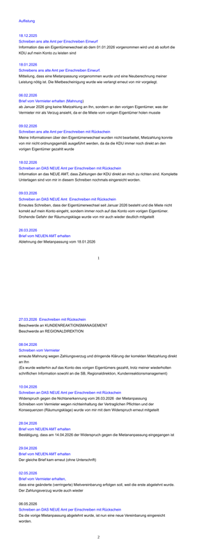 pdf FÜRS FORUM Auflistung der korrespondenz mit dem Amt des Grauens 2025 2026