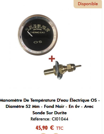 MANO TEMPERATURE EAU 6V AVEC SONDE