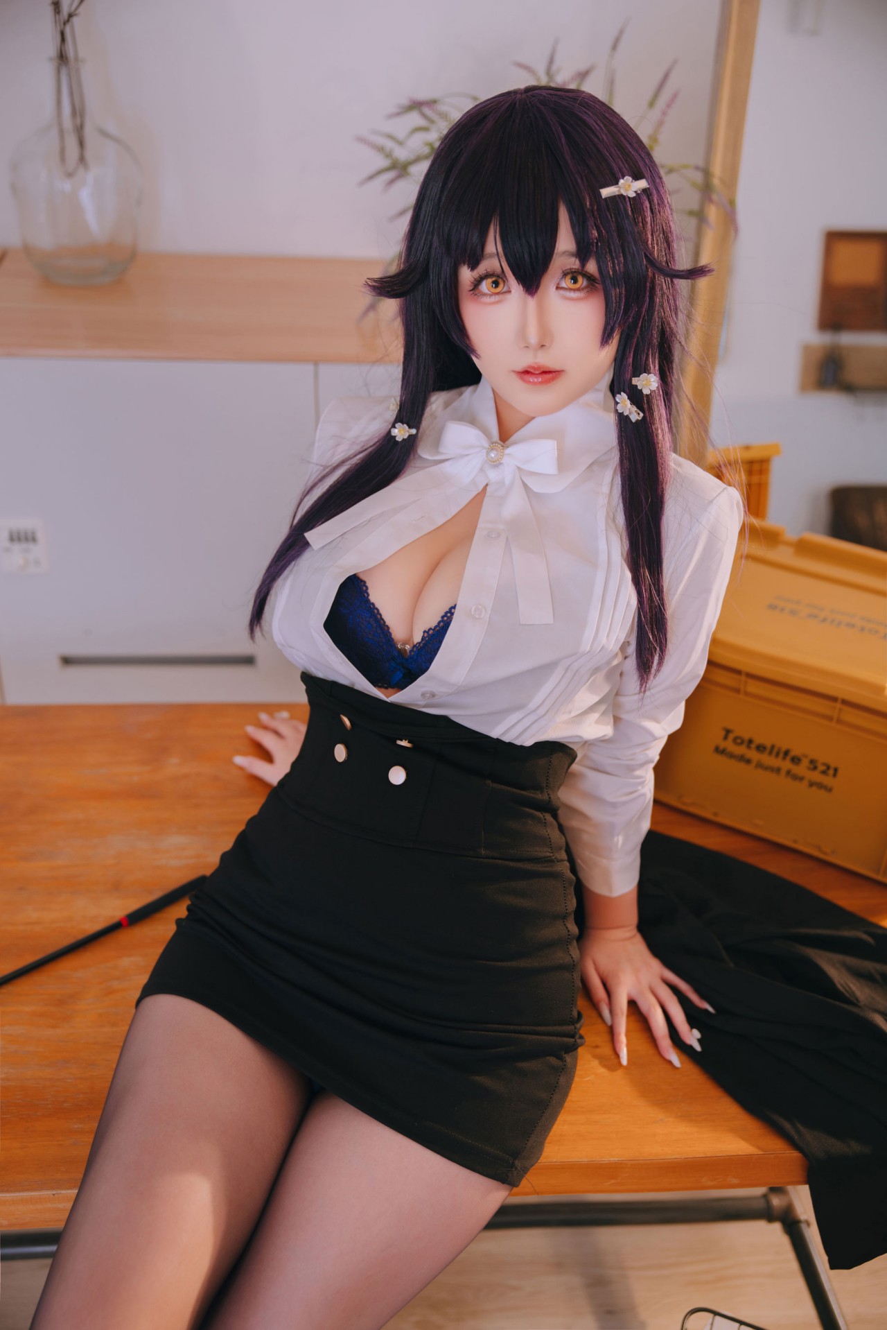 日 奈 娇《吾妻的指导课》Cosplay 作品写真图，黑色丝袜诱人看插图7