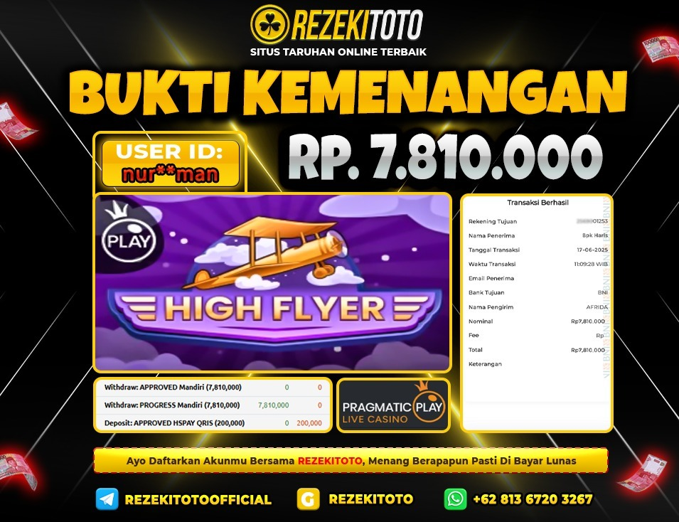 BUKTI KEMENANGAN 17 JUNI 2025 HIGHT FLAYER 7 JUTA 