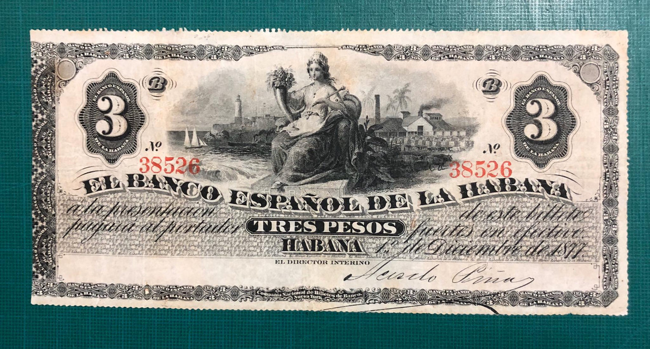 Banco Español de la Habana 3 pesos 1877 IMG-20191202-WA0009