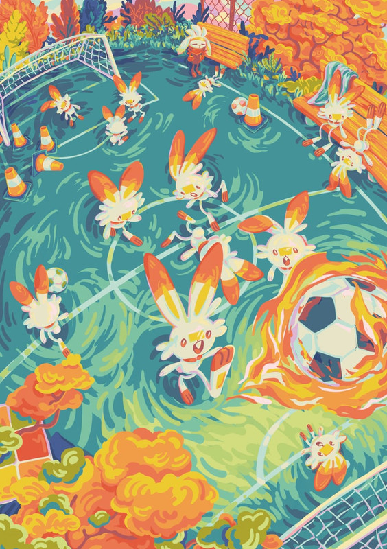 scorbunny-and-raboot-pokemon-drawn-by-ge