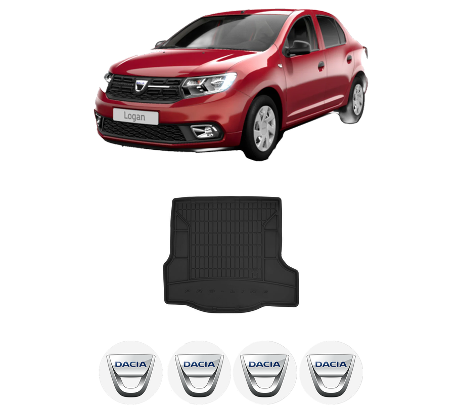 Tavita Portbagaj DACIA LOGAN II din 2012-2020, Protectie Portbagaj Auto, 4x Stickere auto cu DACIA