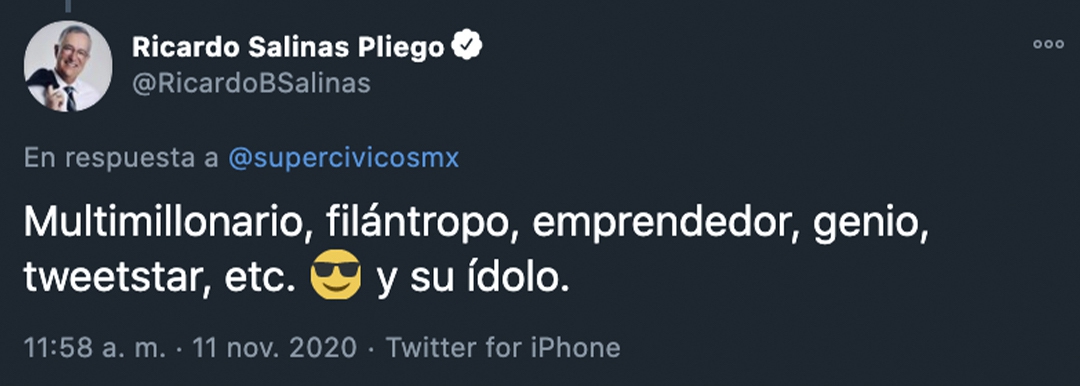 Ricardo Salinas se sale de control en Twitter y le dice