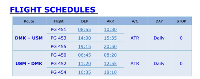 ตารางเที่ยวบิน กรุงเทพฯ ดอนเมือง - เกาะสมุย