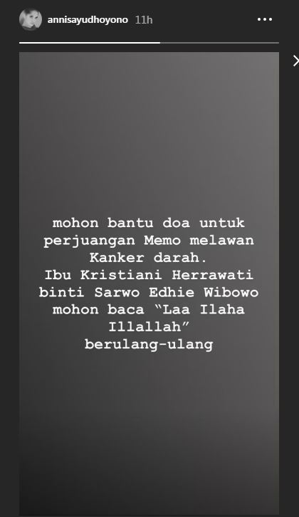 Insta Story Annisa Yudhoyono
