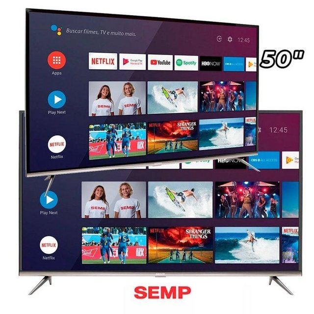 Android Tv Led 50” Semp Sk8300 4k Hdr Com Wifi Integrado, 3 Hdmi, 2 Usb Inteligência Artificial