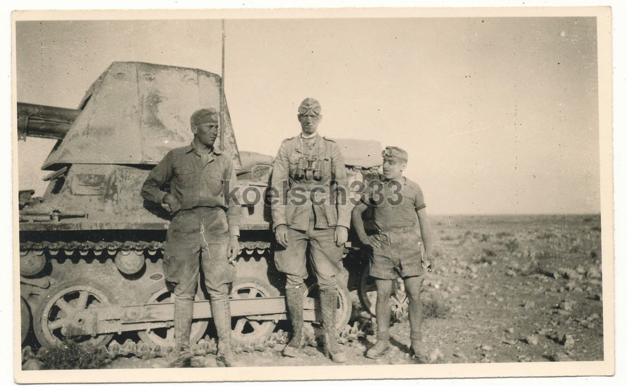 Foto Afrika Korps Panzermänner am Panzerjäger I 