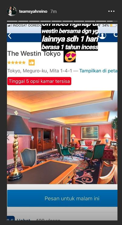 (Screenshot Instagram story @teamsyahreino)