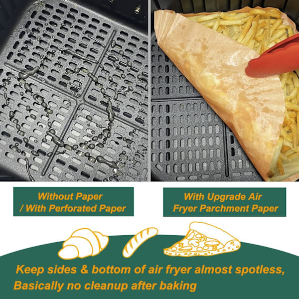 100 st air fryer papper 20 cm stor air fryer liner engangs airfryer tillbehor bakplatspapper for air