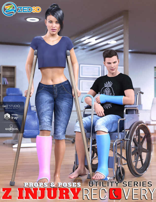 Z Injury Recovery Props and Poses for Genesis 8