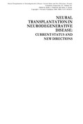 Neural Transplantation in Neurodegenerative Disease
