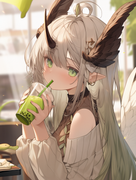 __anime_girl_with_horns_drinking_a_drink_in_the_style_of_light__f001e22a-b09a-4169-9700-6fb8dde0acea