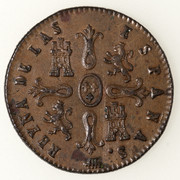 8 maravedís 1843. Isabel II. Segovia. (leyenda constitucionalista). PAS5846