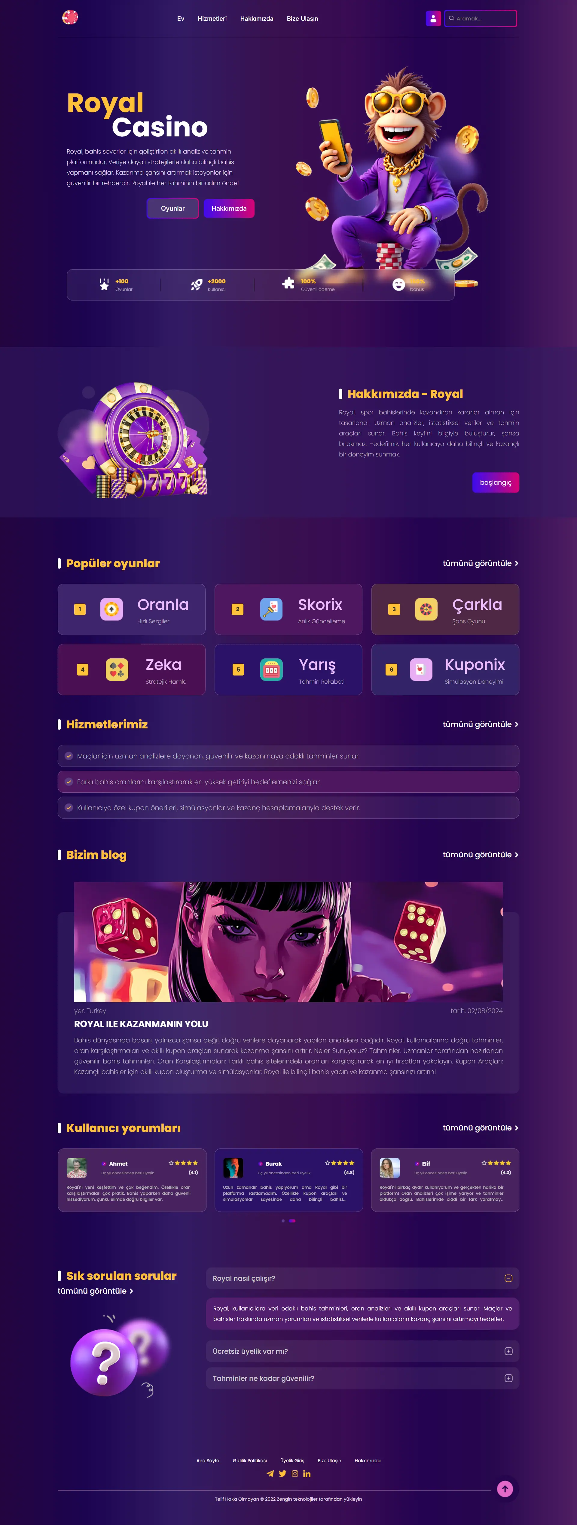 لندینگ پیج رویال / ترکی زبان