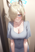 depth of field, 1girl, kanna (blue archive), collarbone cleavage, short sleeves, s-1925514513