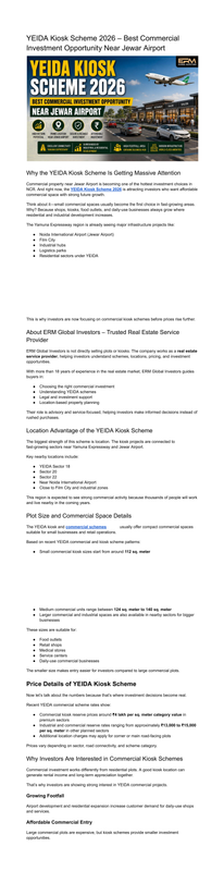 YEIDA Kiosk Scheme 2026 Best Commercial Investment Opportunity Near Jewar Airport
