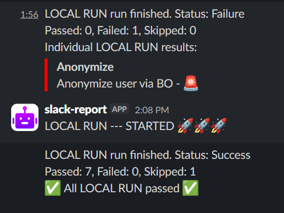 Slack output