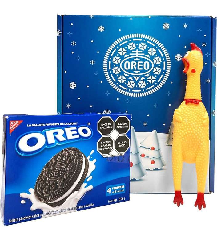 Amazon: Galletas OREO + Un pollo chillón (4 Packs de 6 galletas c/u, más regalos de broma en la descripción) 