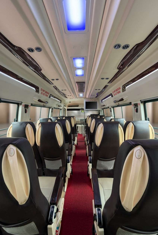 Well-equipped travel vehicle representing comfortable group transportation