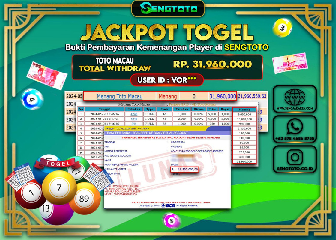 BUKTI PEMBAYARAN TOGEL TOTO MACAU