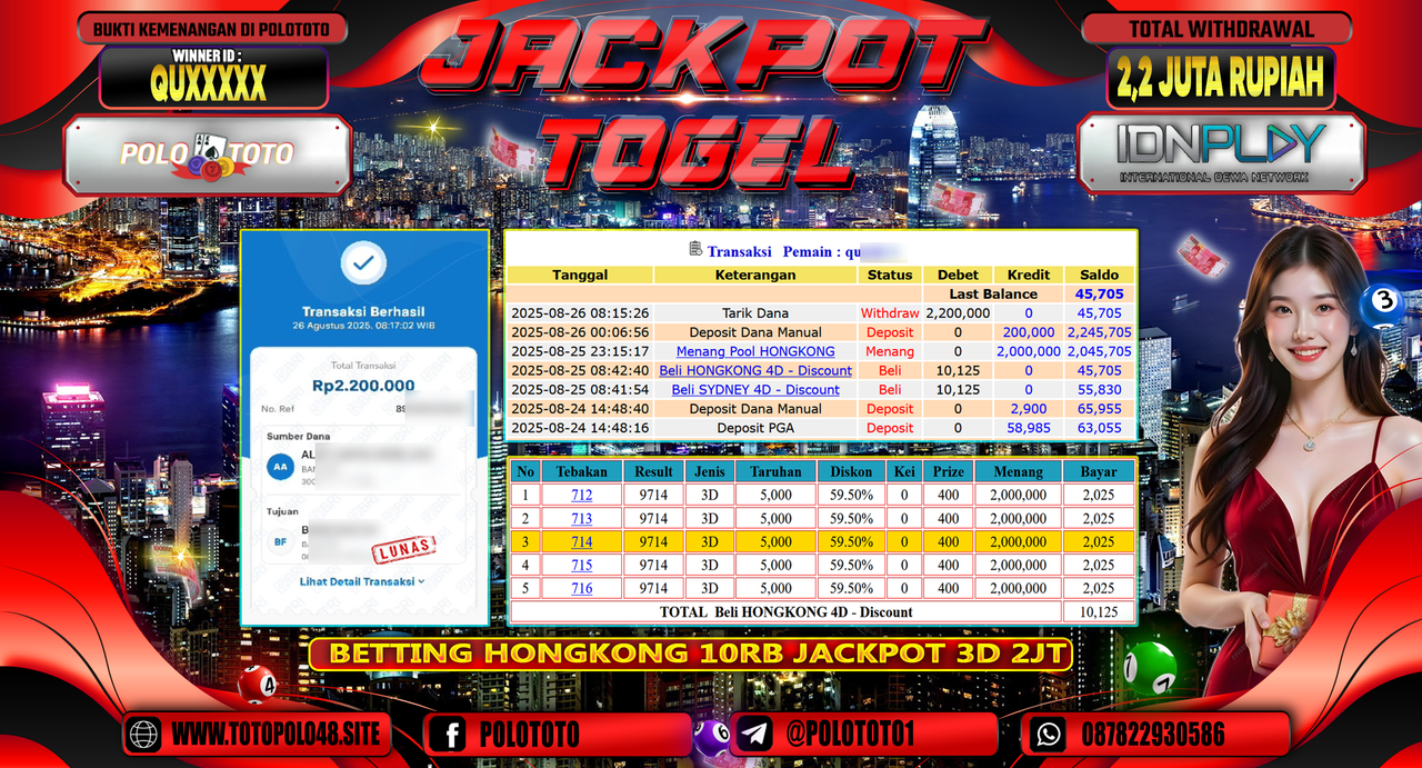 POLOTOTO JACKPOT TOGEL HONGKONG LOTTO Rp.2.200.000,-
