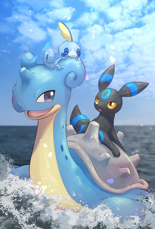umbreon-sobble-and-lapras-pokemon-drawn-
