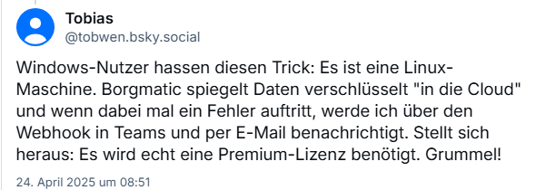 Problem mit Borgmatic