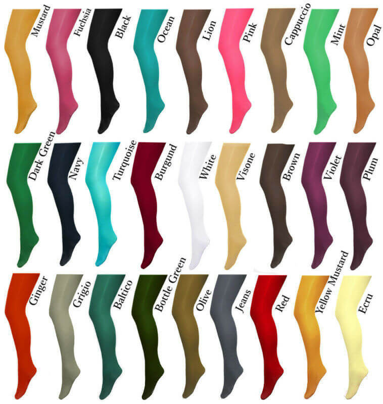 Quality Opaque Microfibre Tights Women Pantyhose Various Colours 60 Den ...