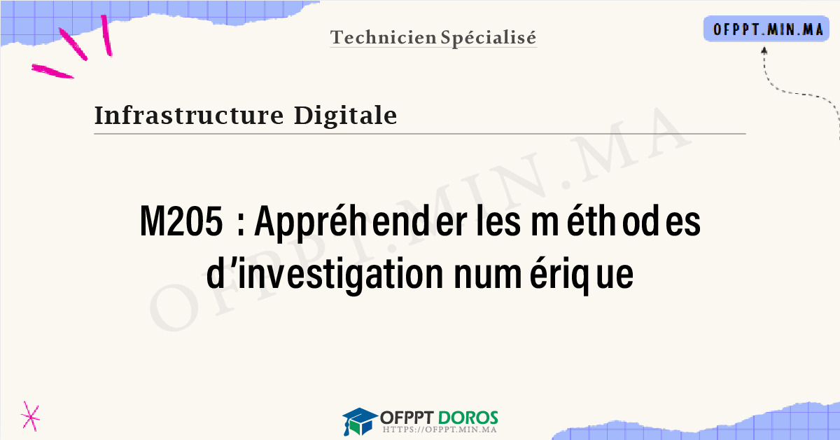 Sommaire détaillé du cours Appréhender les méthodes d’investigation numérique M205 OFPPT - Structure du module