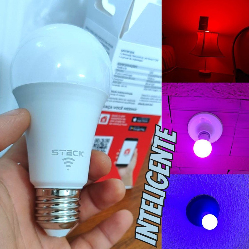 Steck, Lâmpada Inteligente 12W, RGBW Wi-Fi, Bivolt
