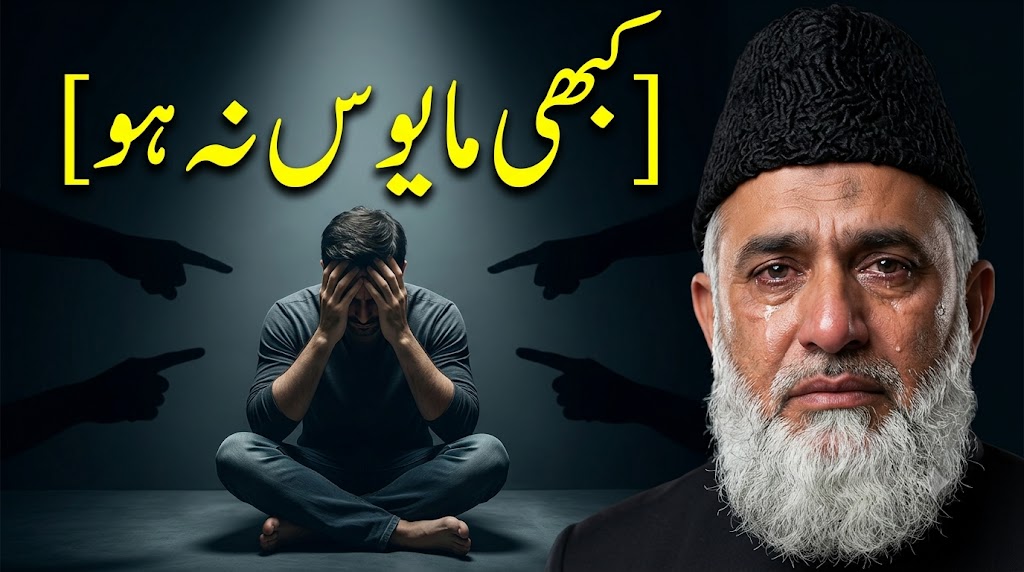 AI-generated example result for the youtube-thumbnail prompt: Kabhi Mayous Na Ho Thumbnail – Islamic Motivation & Hope Design AI YouTube Thumbnail Prompt