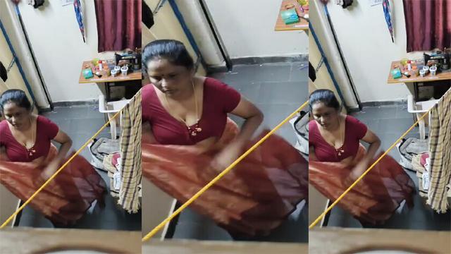 Tamil-Mom-Changing-Clothes-Captured-Secr