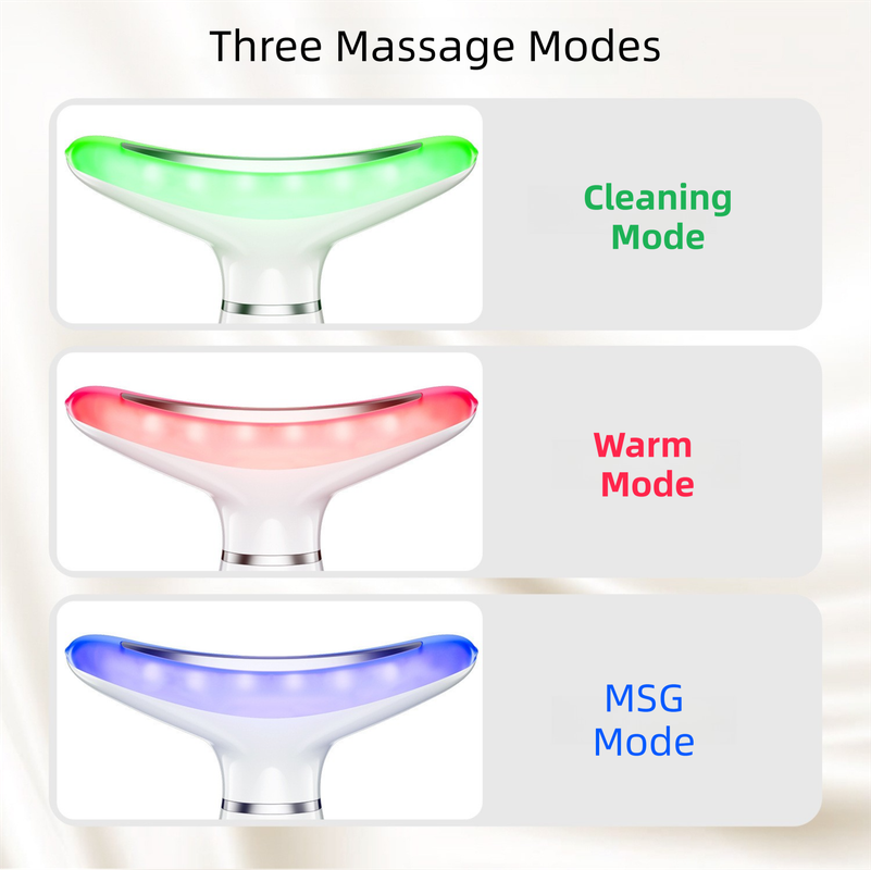 Pink Color Light Therapy Beauty Tool and Neck Massager - Essence Infusion Device for Lifting, Firming, Hydration & Skin Rejuvenation