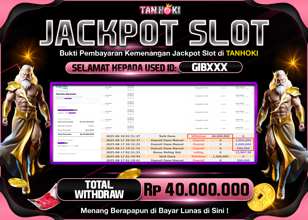 TANHOKI JACKPOT SLOT MAHJONG WAYS Rp.40.000.000,- LUNAS