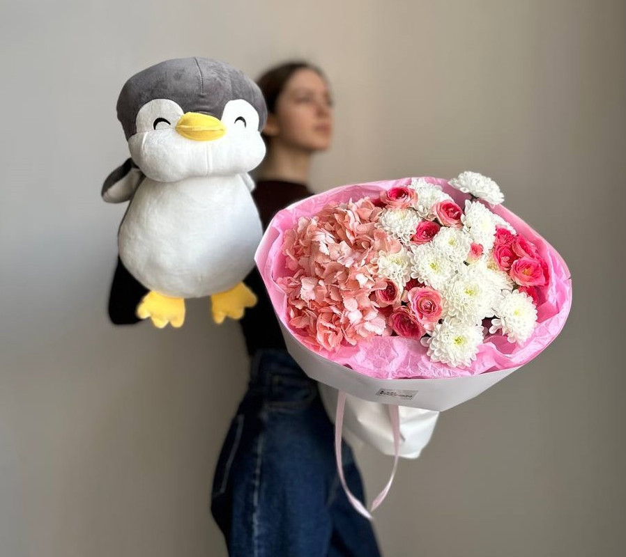 Пингвиненок + евробукет