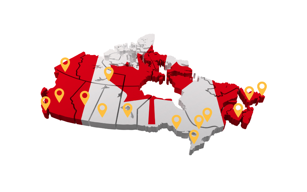 Map of Canada representing coast-to-coast coverage