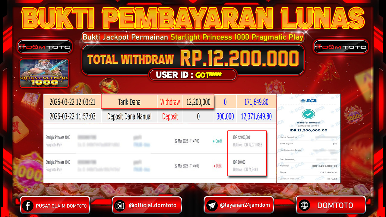 JACKPOT SLOT Starlight Princess 1000 Pragmatic Play 22 MARET 2026 