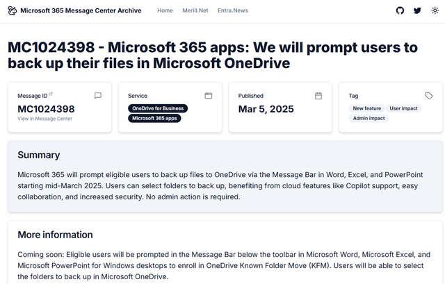 Microsoft 365 speichert in OneDrive