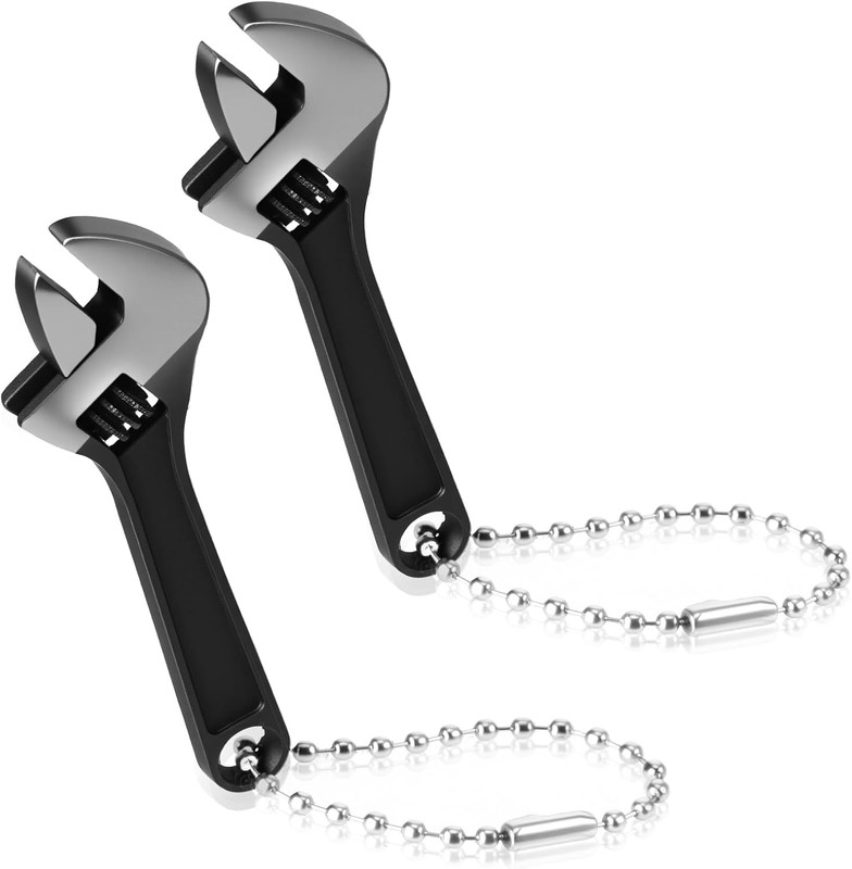 2-Pack 2.5 Mini Adjustable Wrenches Stainless Steel Pocket Keychain Spanner Set