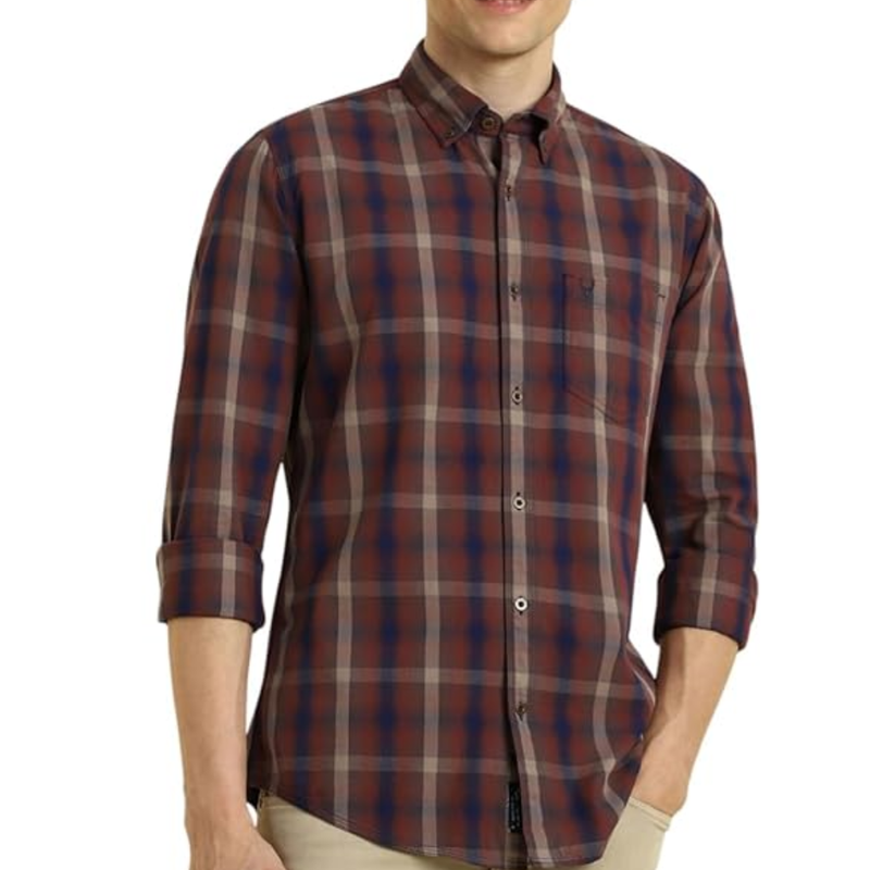 Allen Solly Men’s Checkered Regular Fit Cotton Casual Shirt