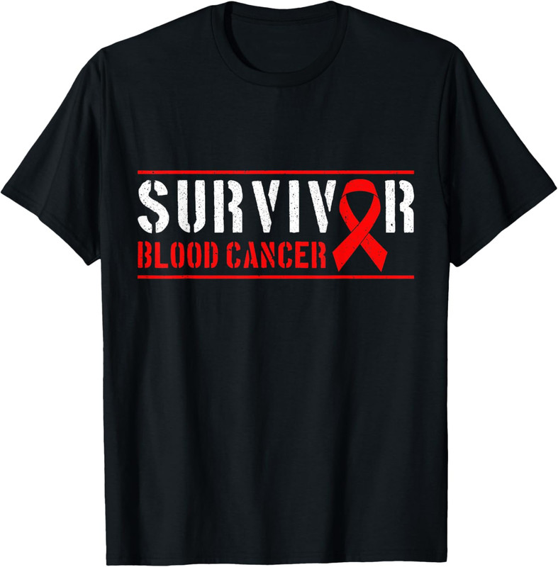 Blood Cancer Survivor Red Ribbon Cancer Design Unisex T-Shirt